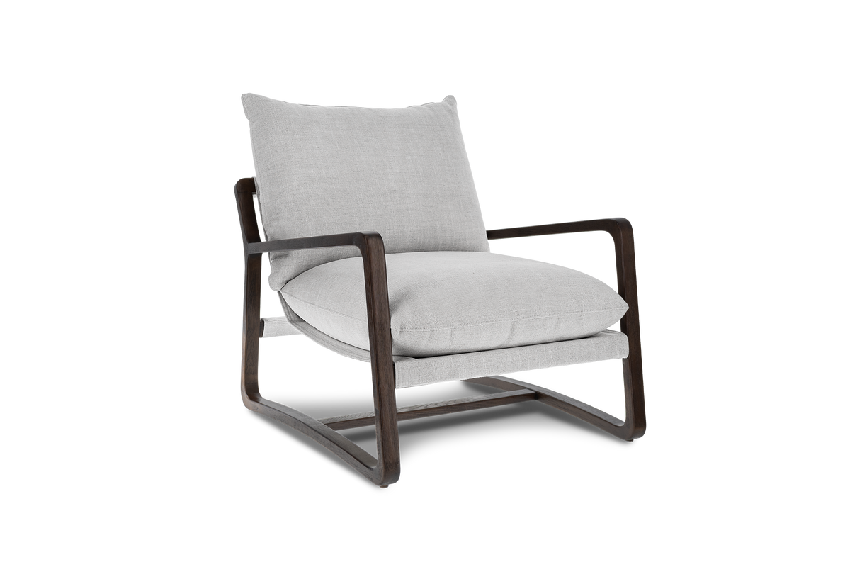 Valencia Lagon Wood Frame Accent Chair, Light Grey