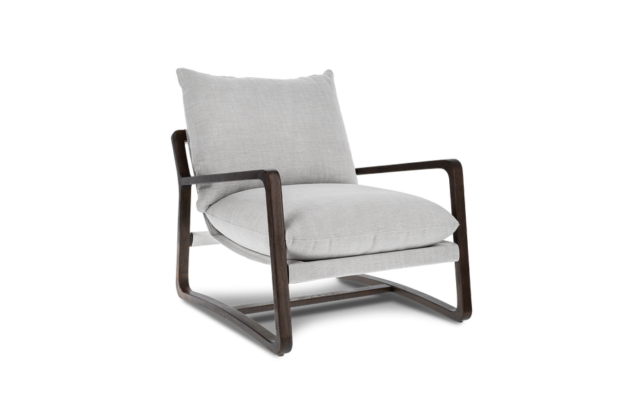 Valencia Lagon Wood Frame Accent Chair, Light Grey