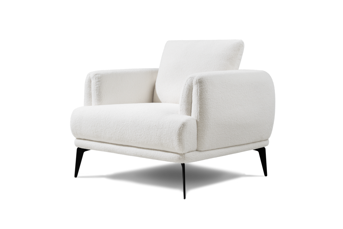 Valencia Melissa Boucle Fabric Accent Chair, White