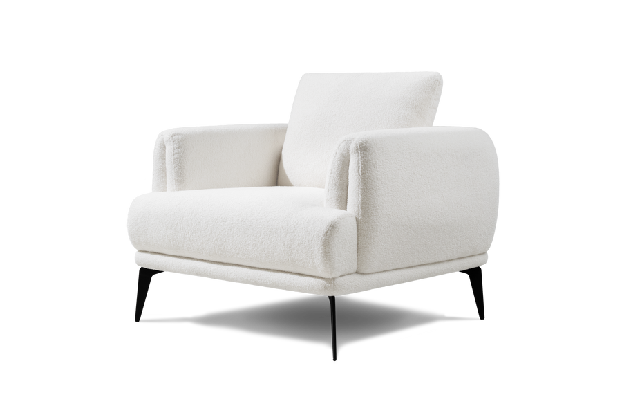 Valencia Melissa Boucle Fabric Accent Chair, White