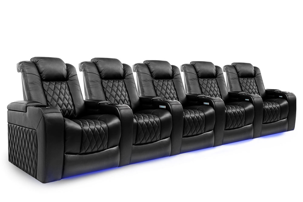 Transform Your Media Room Tuscany Theater Seating Row of 5 Black