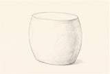 Pencil sketch of the Racalmuto oval barrel side table, three-quarter view