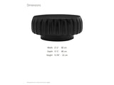 Radda Black Carved Wood Drum Coffee Table dimensions: 31.5 in wide, 31.5 in deep, 13.78 in high