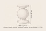 Raffadali side table dimensions: 17.25 in across the top, 26.5 in high, foot 16 in across