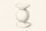 Pencil sketch of the Raffadali sphere pedestal side table, three-quarter view