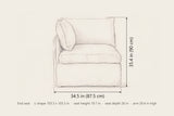 Randazzo end seat dimensions: 34.5 in wide, 35.4 in high; the L-shape is 103.3 in each way