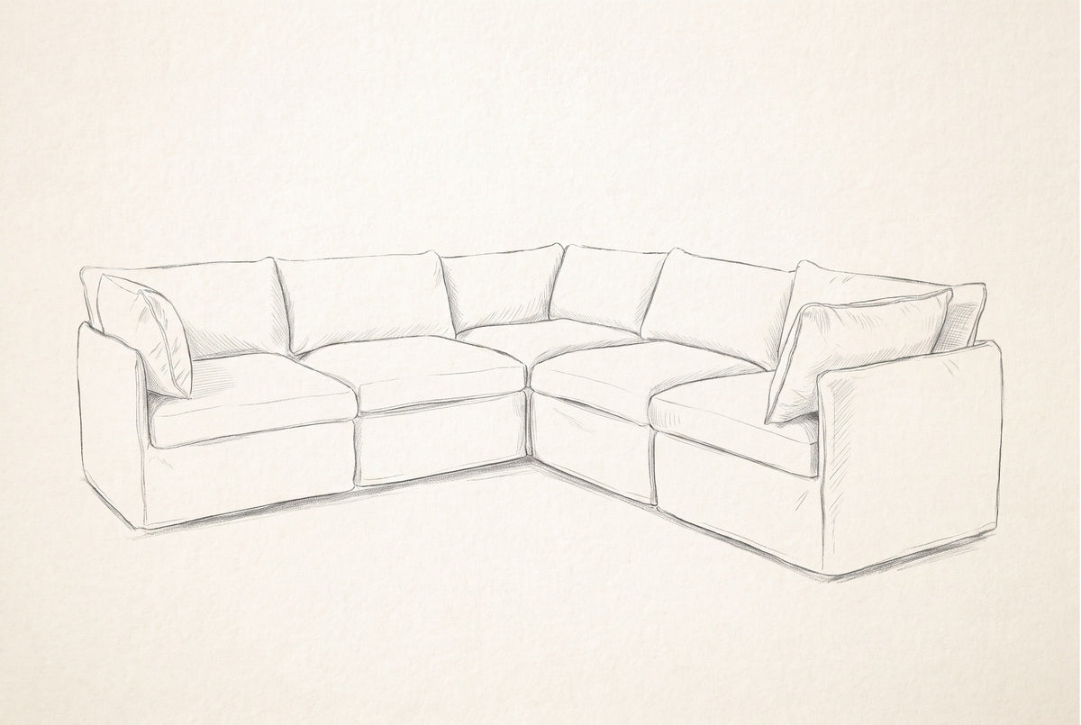 Pencil sketch of the Randazzo L-shaped sectional, three-quarter view