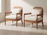 Ravello Cane Accent Chairs, Set of 2 in ivory against a plaster wall in morning light