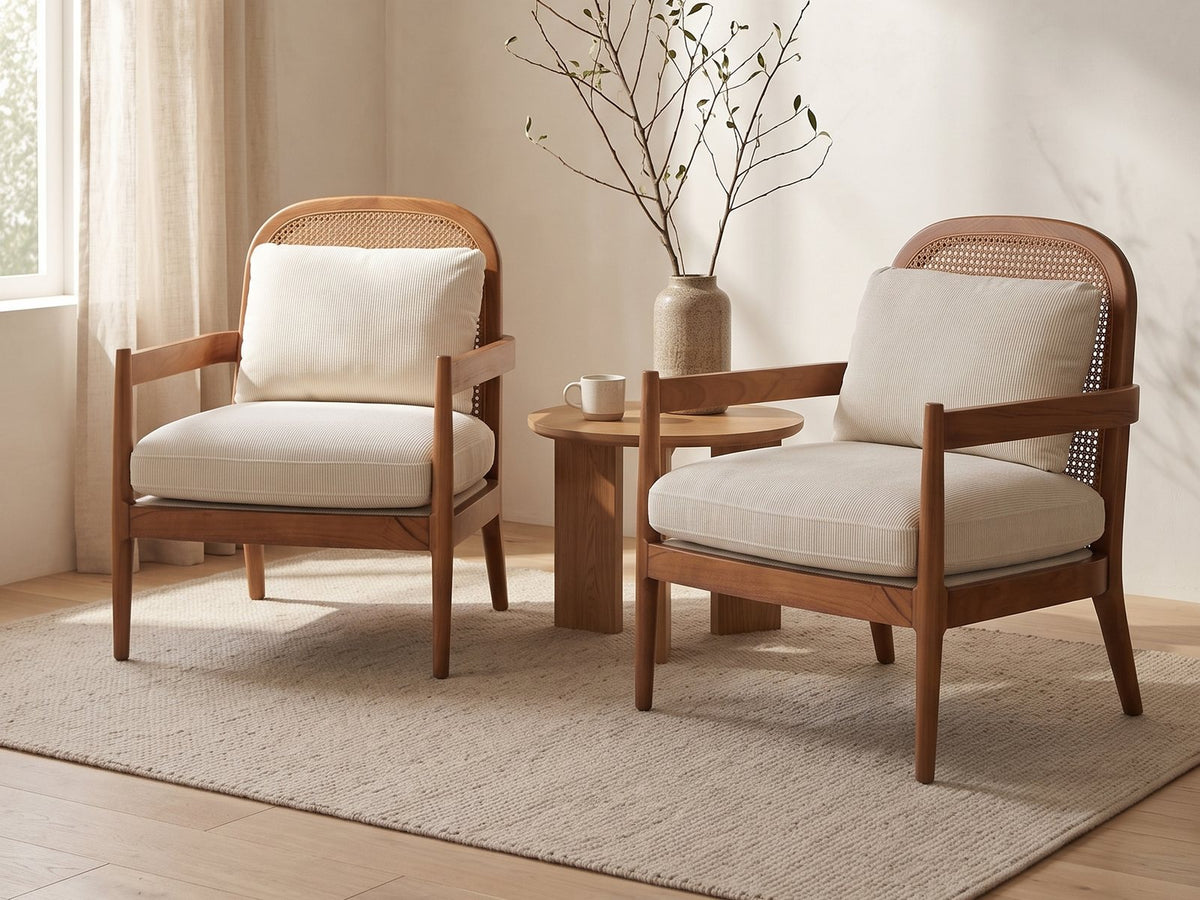 Ravello Cane Accent Chairs, Set of 2 in a sunlit room