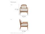 Ravello Cane Accent Chairs, Set of 2 dimensions: 26.6 in wide, 29.1 in deep, 32.3 in high