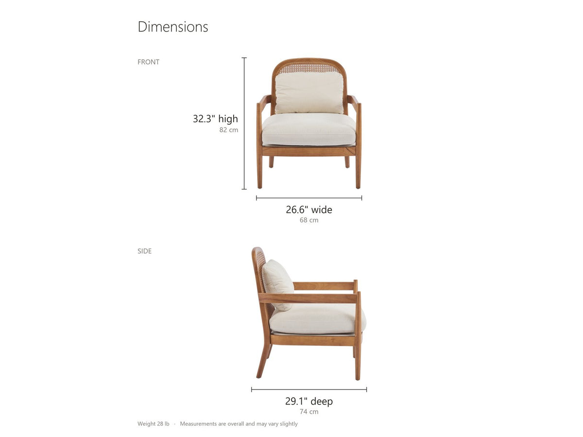 Ravello Cane Accent Chairs, Set of 2 dimensions: 26.6 in wide, 29.1 in deep, 32.3 in high
