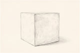 Pencil sketch of the Realmonte cube side table, three-quarter view