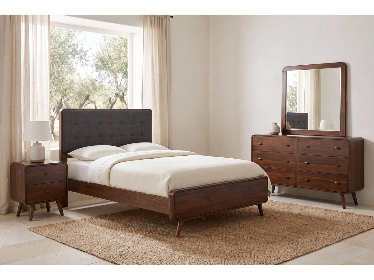Recanati Dark Walnut Mid-Century Bedroom Set: the whole set