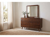 Recanati Dark Walnut Mid-Century Bedroom Set: dresser with its mirror