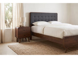 Recanati Dark Walnut Mid-Century Bedroom Set: nightstand beside the bed