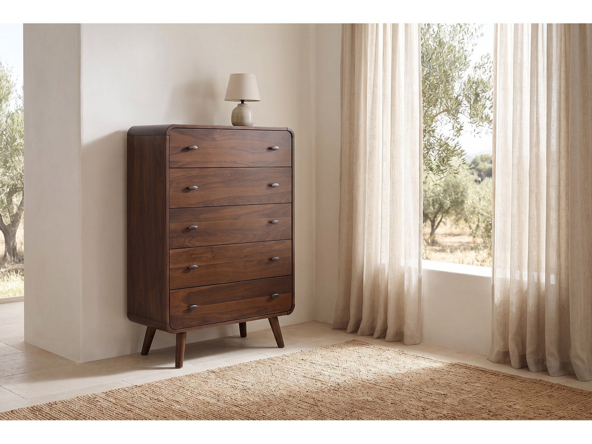 Recanati Dark Walnut Mid-Century Bedroom Set: chest