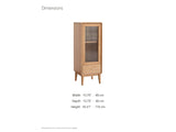 Recco Solid Oak Reeded Glass Storage Cabinet dimensions: 15.75 in wide, 15.75 in deep, 43.31 in high