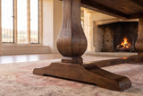 Close-up of the Ricadi 72-Inch Rectangular Reclaimed Pine Trestle Dining Table: base