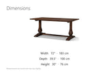 Ricadi 72-Inch Rectangular Reclaimed Pine Trestle Dining Table dimensions