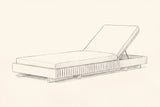 Pencil sketch of the Riesi chaise lounge, three-quarter view from the foot end