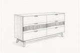 Pencil sketch of the Rionero sideboard, drawn from the same three-quarter view