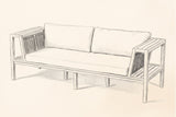 Pencil sketch of the Riposto daybed sofa, three-quarter view