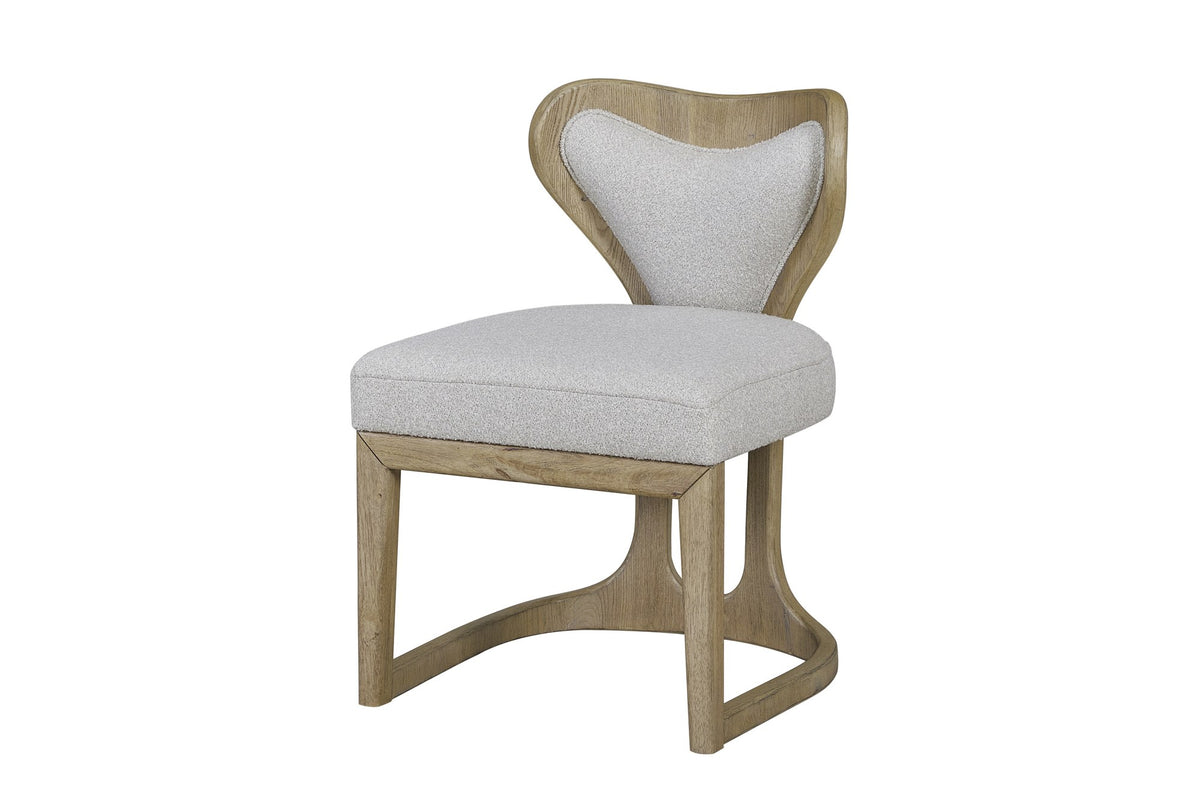 Roccella Sculpted Oak Boucle Dining Chair (Set of 2) on a white background