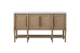 Rombiolo 68-Inch 4-Door Cane and Wood Sideboard with Cement Top, front view