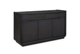 Rovito 64-Inch 3-Door 2-Drawer Burnished Black Ash Veneer Sideboard on a white background