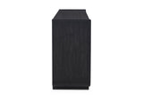 Rovito 64-Inch 3-Door 2-Drawer Burnished Black Ash Veneer Sideboard, side view