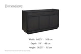Rovito 64-Inch 3-Door 2-Drawer Burnished Black Ash Veneer Sideboard dimensions