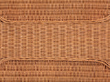 Close-up of the Rutigliano Braided Rattan Two-Tier Side Table: the woven rattan panels of the top