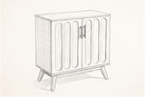 Pencil sketch of the Ruvo accent cabinet, drawn from the same three-quarter view