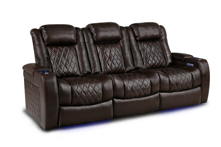 Valencia Tuscany XL Leather Home Theater Seating Set of 3, Dark Chocolate