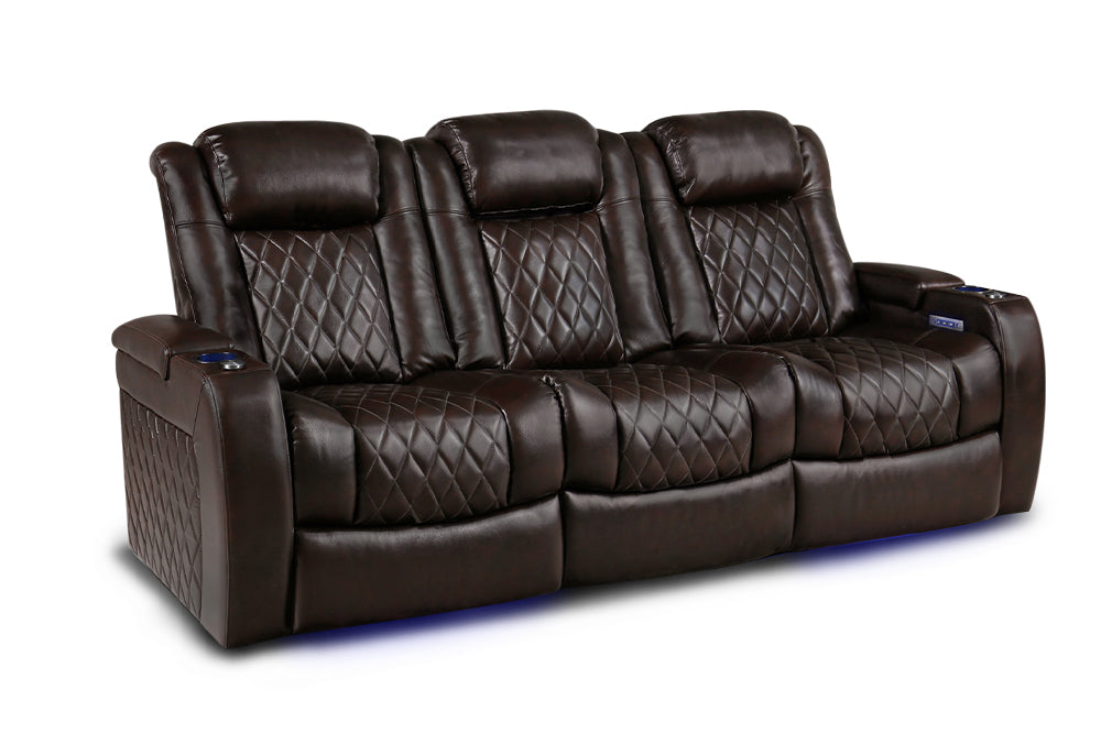 Valencia Tuscany XL Leather Home Theater Seating Heavy Duty Set of 3, Dark Chocolate