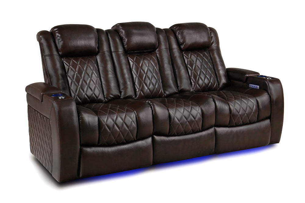 Valencia Tuscany Leather Home Theater Seating Set of 3, Dark Chocolate