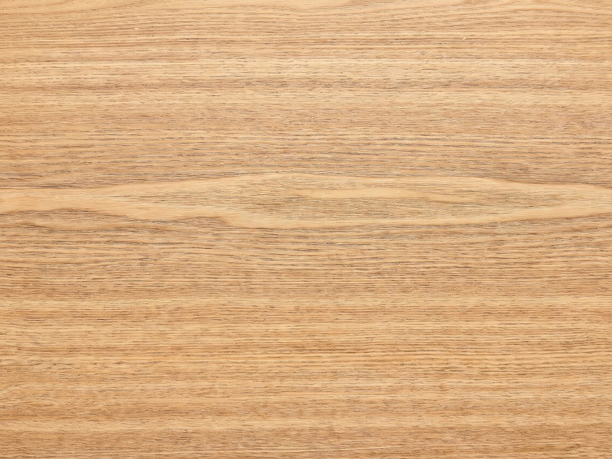 Close-up of the Saluzzo 35-Inch Square Slatted Natural Wood Veneer Coffee Table: the natural wood veneer grain of the top