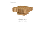 Saluzzo 35-Inch Square Slatted Natural Wood Veneer Coffee Table dimensions: 35.43 in wide, 35.43 in deep, 15.74 in high