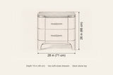 Samassi nightstand dimensions: 28 in wide, 26 in high, 18 in deep