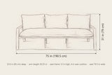 Sambuca sofa dimensions: 75 in wide, 31 in high, 33.6 in deep, arm height 20.25 in