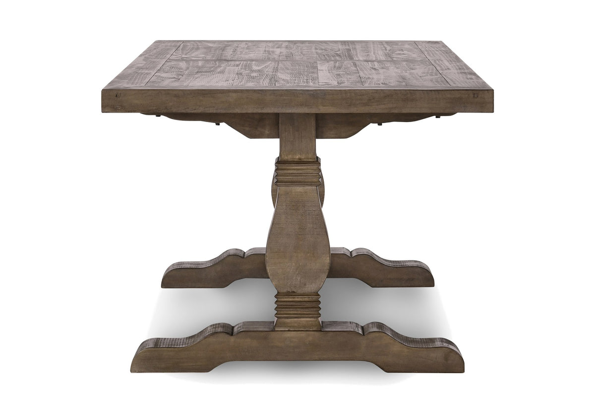 Sangineto 78-Inch Rectangular Reclaimed Pine Trestle Dining Table, side view