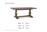 Sangineto 78-Inch Rectangular Reclaimed Pine Trestle Dining Table dimensions