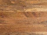 Close-up of the Sansepolcro Natural Mango Drum Coffee Table: the natural mango grain of the top