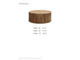 Sansepolcro Natural Mango Drum Coffee Table dimensions: 36.0 in wide, 36.0 in deep, 14.0 in high