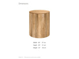 Sansepolcro Natural Mango Drum Side Table dimensions: 20.0 in wide, 20.0 in deep, 22.0 in high