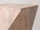 Close-up of the Santeramo Cerused Mango Faceted Side Table: the crisp top edge over the faceted mango sides