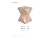 Santeramo Cerused Mango Faceted Side Table dimensions: 14.0 in wide, 14.0 in deep, 19.0 in high