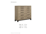 Sappada 54-Inch Caramel Oak and Cocoa 12-Drawer Chest dimensions: 54.0 in wide, 18.0 in deep, 50.0 in high