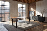 Satriano 80-Inch Live-Edge Rectangular Solid Sheesham Dining Table in a city loft