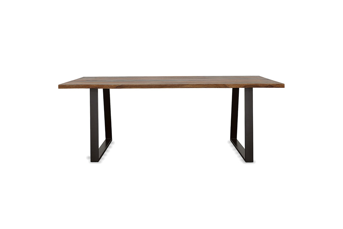 Satriano 80-Inch Live-Edge Rectangular Solid Sheesham Dining Table, front view